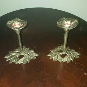 2 Antique Solid Brass Candle Holder Made in India